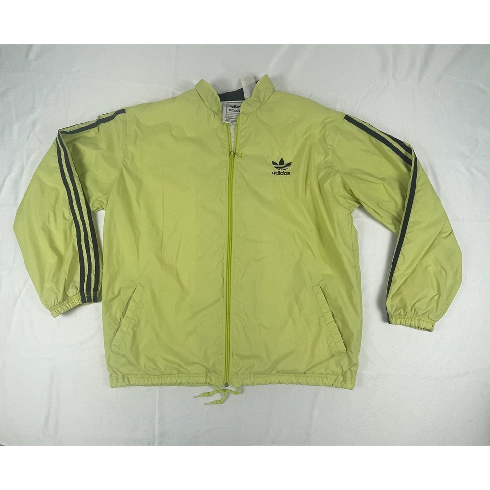 Adidas Originals Lime Green Trefoil Track Jacket Mens Size Medium 3-Stripe Zip